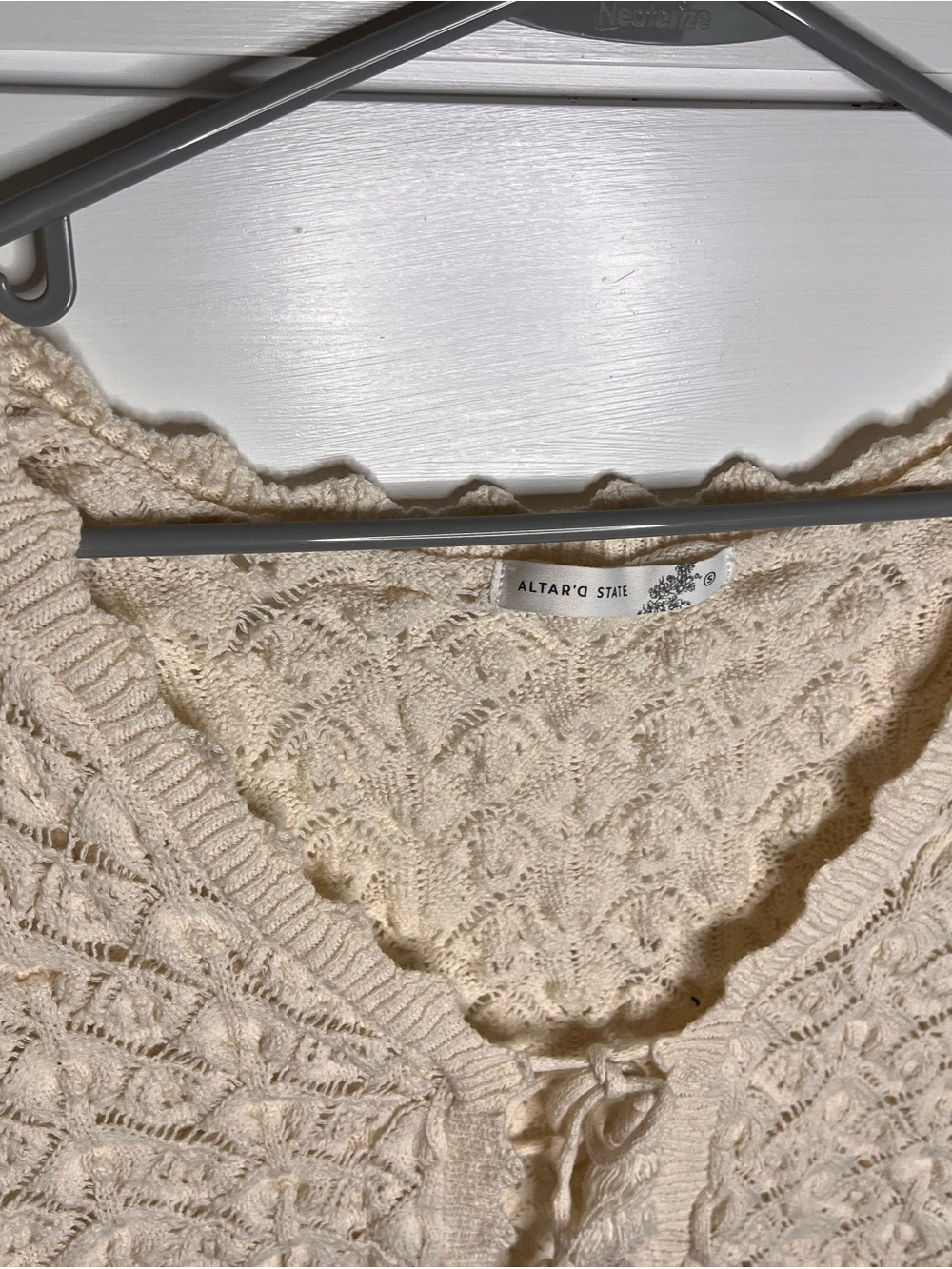 Altar'd State Cream Crochet Tie-Front V-Neck Sweater Vest - Picture 4 of 5